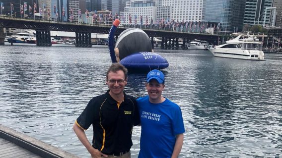 Giant Cairns snorkeller arrives in Sydney