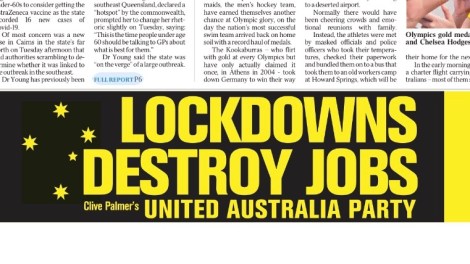 Nine rejects Clive Palmer ads for promoting misinformation on COVID, but anti-lockdown ads remain