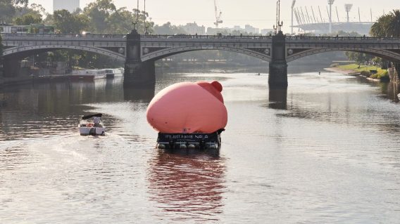 Nala shines light on censorship issues with inflatable breast in the Yarra River
