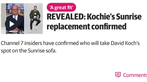 A big TV industry REVEAL – Kochie’s replacement is apparently ‘confirmed’!