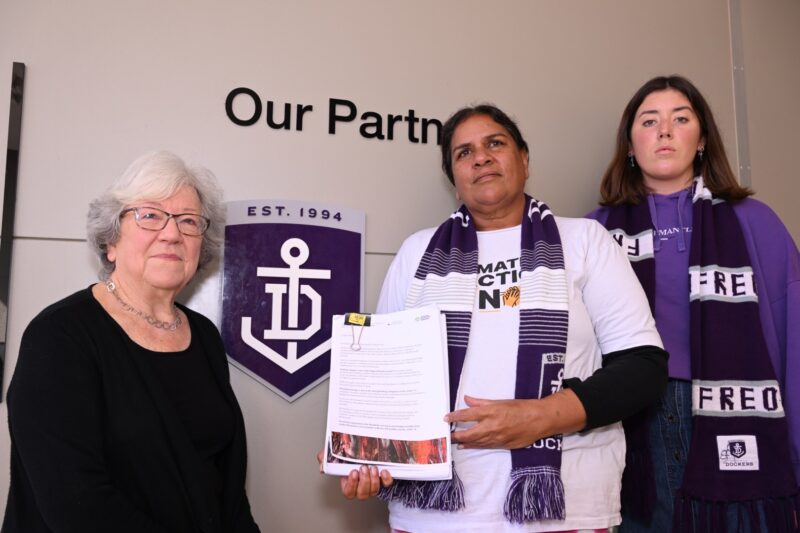 Woodside ACF petition ONE (L-R Carmen Lawrence, Josie Alec, Jemima Williamson-Wong)