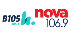 Logos for Brisbane radio stations B105 and Nova 106.9