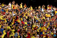 Women's FIFA fans cheering from the benches