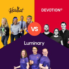 Hardhat, Devotion, and Luminary company team pictures