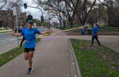 Tony Duan finishing his run