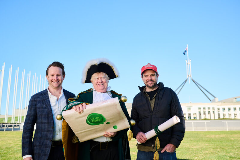 Lucas Groeneveld, Regional General Manager Retail Uber Eats, Town Crier and Laurence Kain, Co-Founder of Capital Brewery