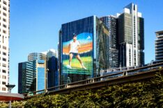 Matilda athlete Caitlin Foord on a building wrap
