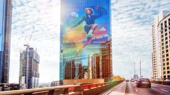 Adidas blows up Matildas on Sydney CBD high-rises