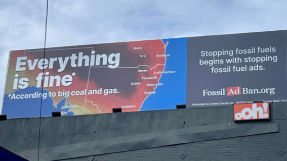 Comms Declare calls on fossil fuel advertising ban with new billboards