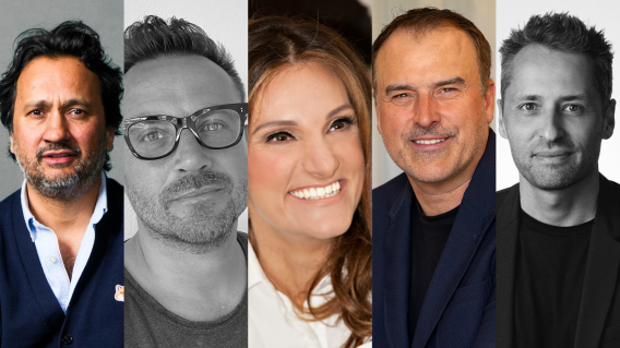 All five holdco bosses on stage together at Mumbrella360